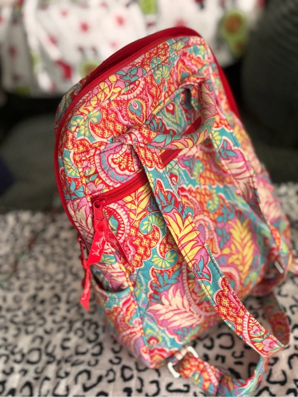 Vera Bradley Multicolor Red Paisley Quilted Backpack